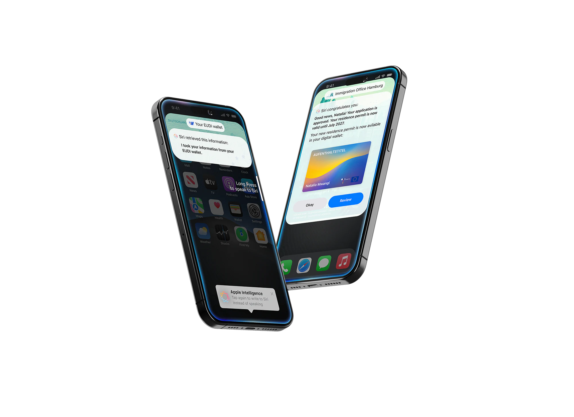 Two smartphones showing connected proactive public services