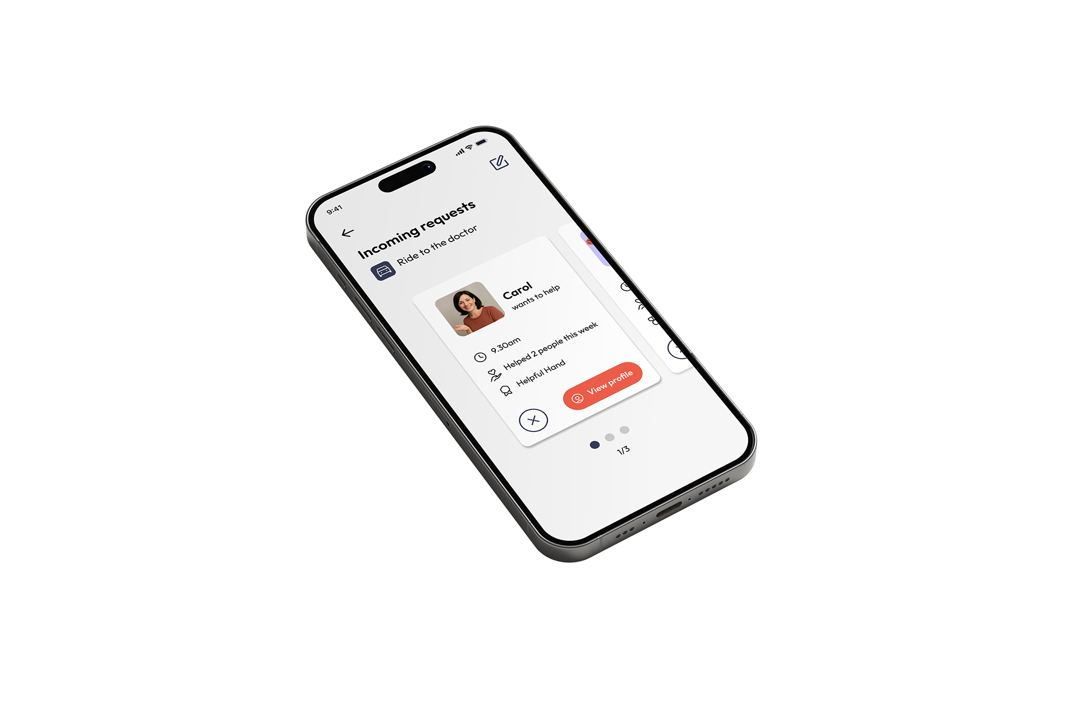 Incoming help request screen